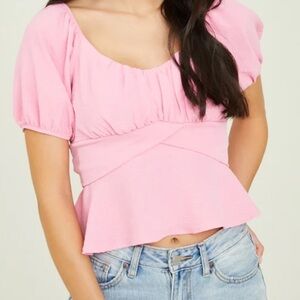 Bubble Gum Pink Blouse Tie Top